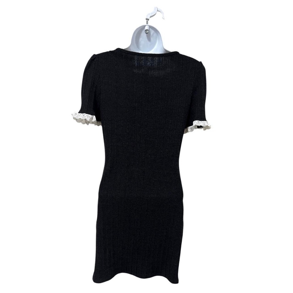 Coquette Mini  Black and White Lace Ribbed Slip Dress Size:Medium - Picture 3 of 8